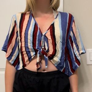 colorful striped cropped blouse